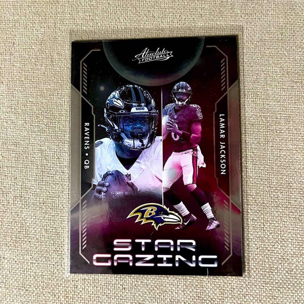 Lamar Jackson “23 Panini Absolute Star Gazing Baltimore Ravens NFL Football Card